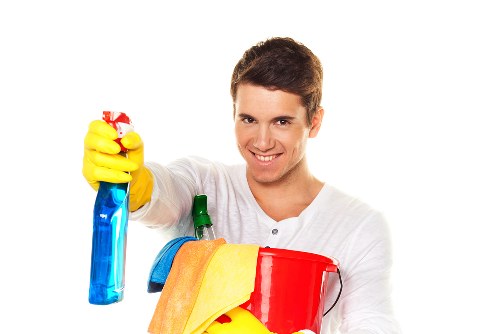 Organized cleaning supplies for house cleaning in Docklands